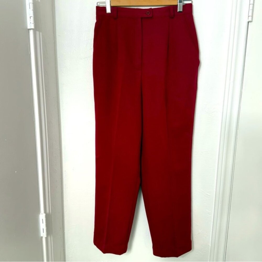 Napa Studio Women's Lined Straight Leg Pants, Side Pockets, Maroon, Size 10